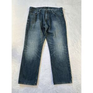 Men's Gap Straight Leg Denim Jeans Size 40 X 32, Medium Wash, Whisker Fading